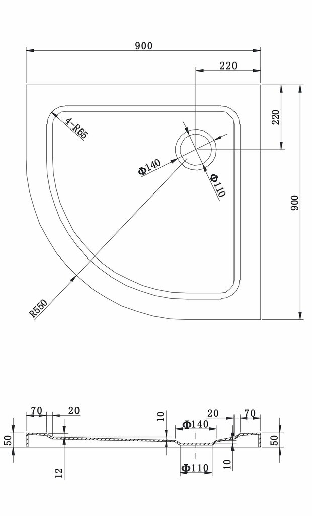 Poolringikujuline dušialus Mexen Slim sifooniga, 70x70,80x80,90x90 cm hind ja info | Dušialused | kaup24.ee