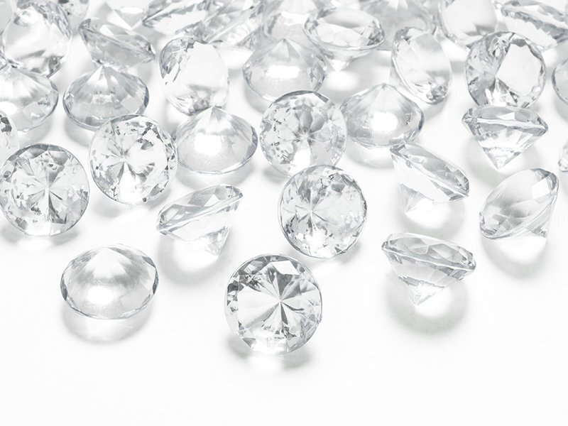 Konfett kristallid Diamond, 20 mm, läbipaistev, 1 karp/30 pk (1 pk/10 tk) hind ja info | Peokaunistused | kaup24.ee