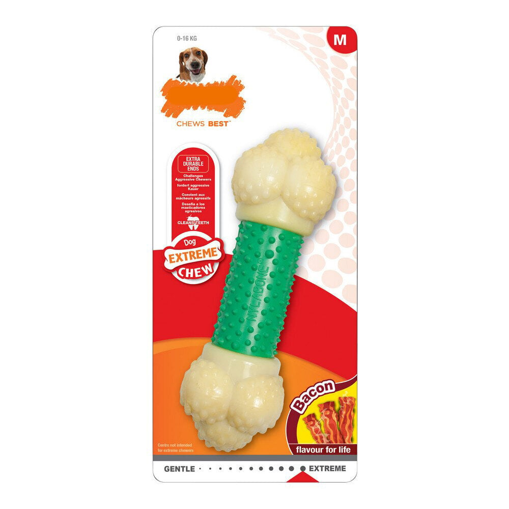 Koera närimismänguasi Nylabone Extreme Chew Double Action Bacon Mündiroheline 2-in-1 Kumm Suurus M Nailon hind ja info | Mänguasjad koertele | kaup24.ee