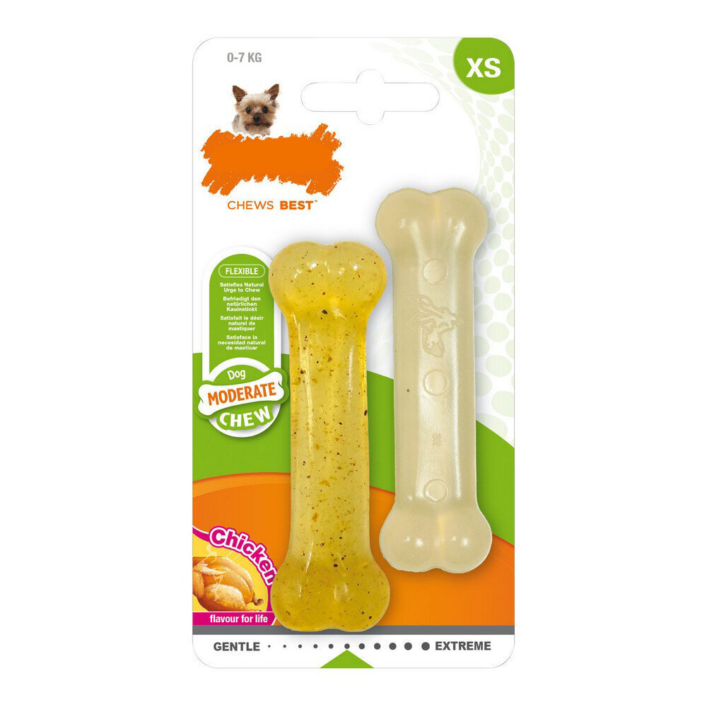 Koera närimismänguasi Nylabone Moderate Chew Twin Kana Termoplastne Suurus XS (2 pcs) цена и информация | Mänguasjad koertele | kaup24.ee