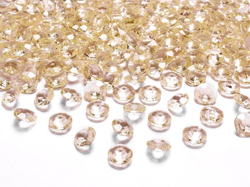 Konfett kristallid Diamond, 12 mm, kuldne, 1 karp/30 pk (1 pk/100 tk) цена и информация | Peokaunistused | kaup24.ee