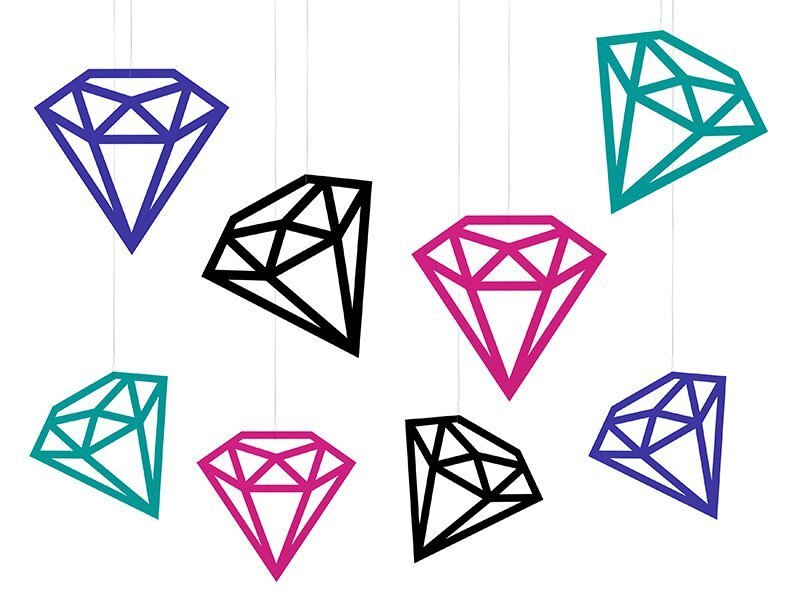Riputatav kaunistus Diamonds Mix, 1 karp/40 pakki (1 pakis/8 tk) hind ja info | Peokaunistused | kaup24.ee