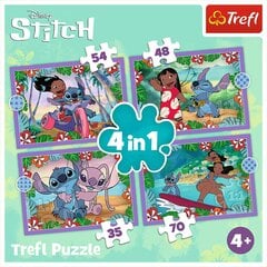 Trefl Disney pusle 4in1 Crazy Day Lilo & Stitch värviline pusle kõige väiksematele цена и информация | Пазлы | kaup24.ee