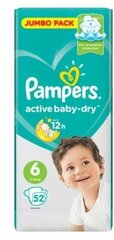 Pampers Active Baby Dry Подгузники 6, 13-18кг, 48 штук цена и информация | Подгузники | kaup24.ee