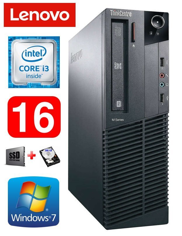 Lauaarvuti Lenovo ThinkCentre M82 SFF i3-2120 16GB 120SSD+500GB WIN7Pro hind ja info | Lauaarvutid | kaup24.ee