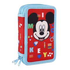 Тройной пенал Mickey Mouse, 43 предмет, красный, 12 x 19.5 x 6.5 см цена и информация | Пеналы | kaup24.ee