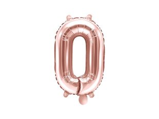 Fooliumist õhupall Number "0", 35 cm, roosa/kuldne, 50 tk. цена и информация | Шары | kaup24.ee