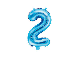 Fooliumist õhupall Number "2", 35 cm, sinine hind ja info | Õhupallid | kaup24.ee