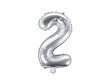 Fooliumist õhupall Number "2", 35 cm, hõbedane, 50 tk. hind ja info | Õhupallid | kaup24.ee