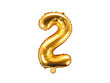 Fooliumist õhupall Number "2", 35 cm, kuldne hind ja info | Õhupallid | kaup24.ee