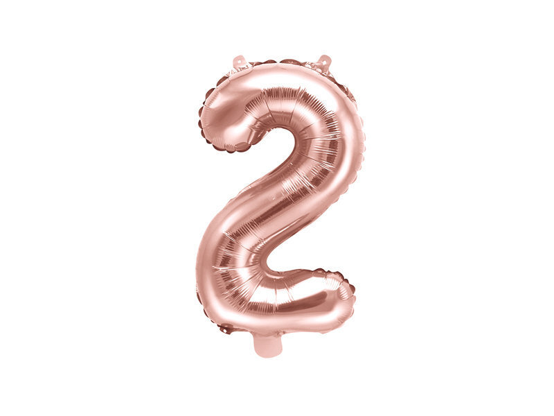 Fooliumist õhupall Number "2", 35 cm, roosa/kuldne, 50 tk. hind ja info | Õhupallid | kaup24.ee