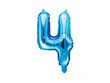 Fooliumist õhupall Number "4", 35 cm, sinine hind ja info | Õhupallid | kaup24.ee