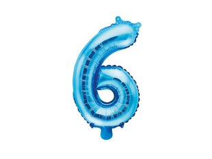 Fooliumist õhupall Number "6", 35 cm, sinine цена и информация | Шарики | kaup24.ee