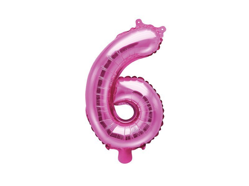 Fooliumist õhupall Number "6", 35 cm, roosa цена и информация | Õhupallid | kaup24.ee