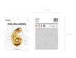 Fooliumist õhupall Number "6", 35 cm, kuldne hind ja info | Õhupallid | kaup24.ee