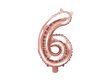 Fooliumist õhupall Number "6", 35 cm, roosa/kuldne, 50 tk. hind ja info | Õhupallid | kaup24.ee