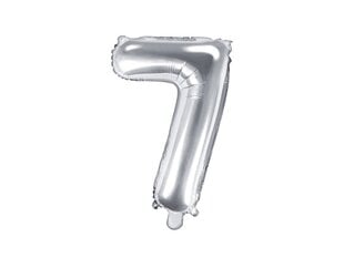 Fooliumist õhupall Number "7", 35 cm, hõbedane, 50 tk. hind ja info | Õhupallid | kaup24.ee