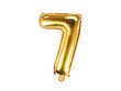Fooliumist õhupall Number "7", 35 cm, kuldne, 50 tk. hind ja info | Õhupallid | kaup24.ee