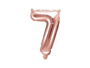 Воздушный шарик фольгированный номер "7", 35 см, золотистый / розовый цена и информация | Шарики | kaup24.ee