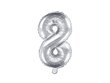 Fooliumist õhupall Number "8", 35 cm, hõbedane, 50 tk. hind ja info | Õhupallid | kaup24.ee