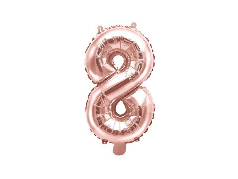 Fooliumist õhupall Number "8", 35 cm, roosa/kuldne, 50 tk. цена и информация | Õhupallid | kaup24.ee