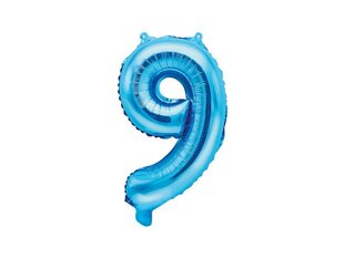 Fooliumist õhupall Number "9", 35 cm, sinine, 50 tk. hind ja info | Õhupallid | kaup24.ee
