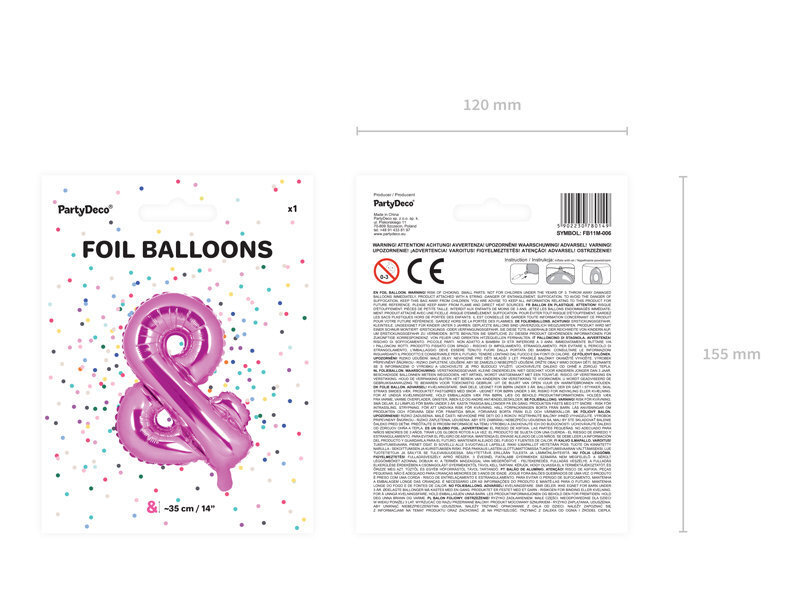 Fooliumist õhupallid &, 35 cm dark, roosa цена и информация | Õhupallid | kaup24.ee