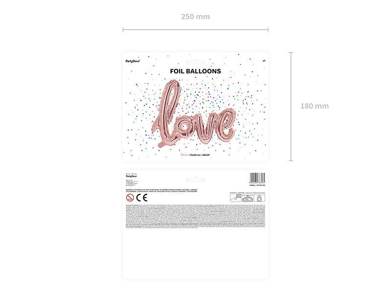 PartyDeco fooliumist õhupall, 73 x 59 cm, roosa kuld / Love hind ja info | Õhupallid | kaup24.ee