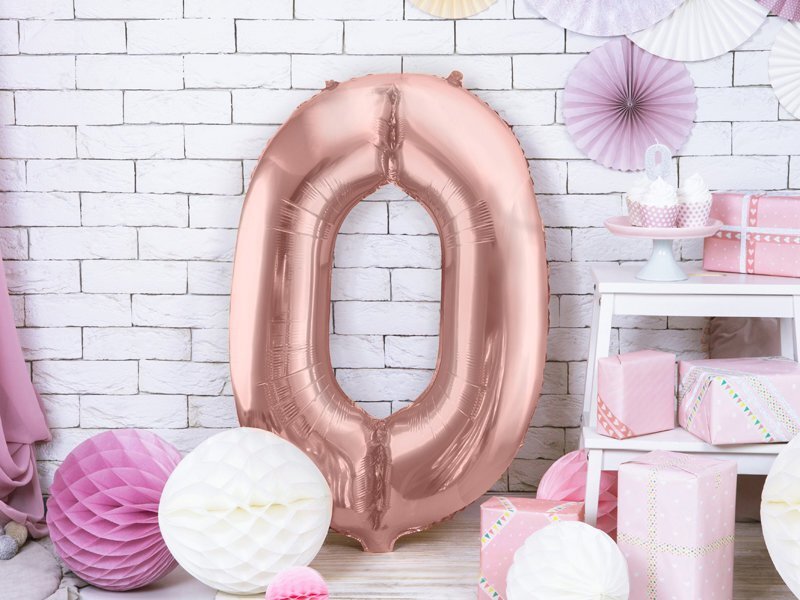 Fooliumist õhupall Number "0", 86 cm, roosa hind ja info | Õhupallid | kaup24.ee