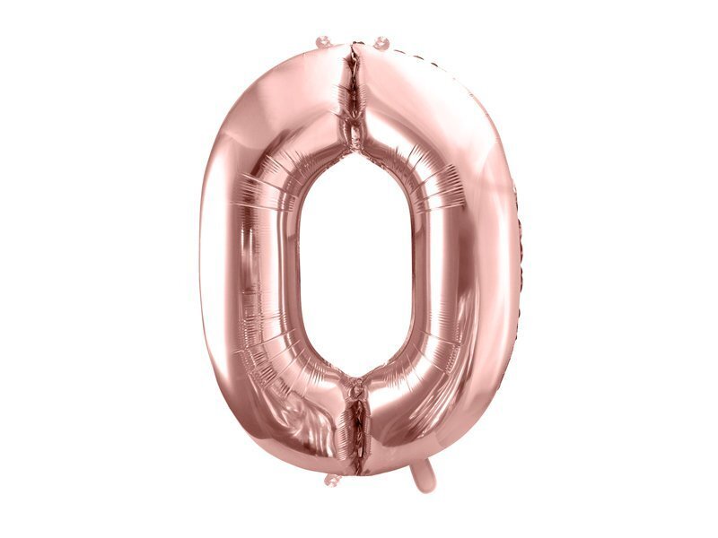 Fooliumist õhupall Number "0", 86 cm, roosa/kuldne, 50 tk. hind ja info | Õhupallid | kaup24.ee
