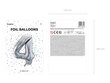 Fooliumist õhupall Number "4", 86 cm, hõbedane цена и информация | Õhupallid | kaup24.ee