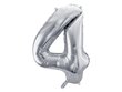 Fooliumist õhupall Number "4", 86 cm, hõbedane hind ja info | Õhupallid | kaup24.ee