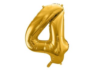 Воздушный шарик фольгированный номер "4", 86 см, золотистый цена и информация | Шарики | kaup24.ee