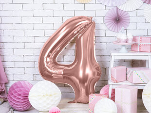 Fooliumist õhupall Number "4", 86 cm, roosa/kuldne, 50 tk. цена и информация | Шарики | kaup24.ee