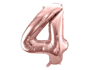 Fooliumist õhupall Number "4", 86 cm, roosa/kuldne, 50 tk. цена и информация | Воздушные шары | kaup24.ee