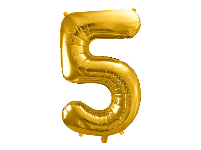 Fooliumist õhupall Number "5", 86 cm, kuldne hind ja info | Õhupallid | kaup24.ee
