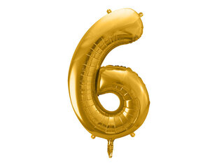 Fooliumist õhupall Number "6", 86 cm, kuldne hind ja info | Õhupallid | kaup24.ee