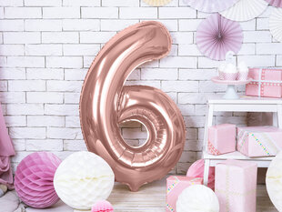 Fooliumist õhupall Number "6", 86 cm, roosa цена и информация | Шарики | kaup24.ee
