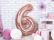 Fooliumist õhupall Number "6", 86 cm, roosa/kuldne, 50 tk. цена и информация | Õhupallid | kaup24.ee
