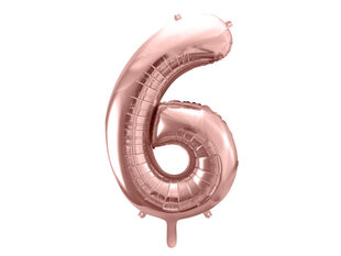 Fooliumist õhupall Number "6", 86 cm, roosa/kuldne, 50 tk. цена и информация | Шары | kaup24.ee