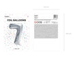 Fooliumist õhupall Number "7", 86 cm, hõbedane, 50 tk. цена и информация | Õhupallid | kaup24.ee