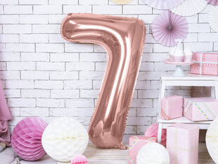 Воздушный шарик из фольги Номер "7", 86 см, розовый цена и информация | Шарики | kaup24.ee