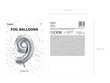 Fooliumist õhupall Number "9", 86 cm, hõbedane цена и информация | Õhupallid | kaup24.ee