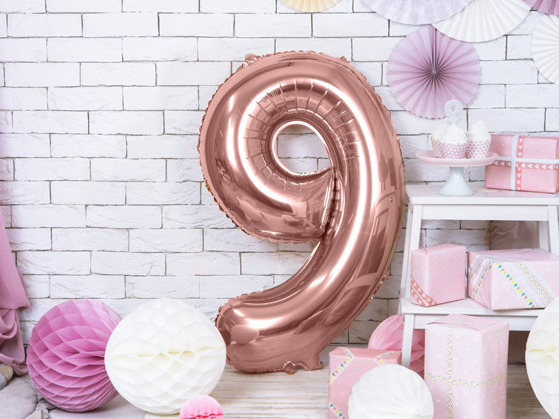 Fooliumist õhupall Number "9", 86 cm, roosa hind ja info | Õhupallid | kaup24.ee