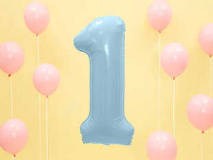 Fooliumist õhupall Number "1", 86 cm, sinine, 50 tk. hind ja info | Õhupallid | kaup24.ee