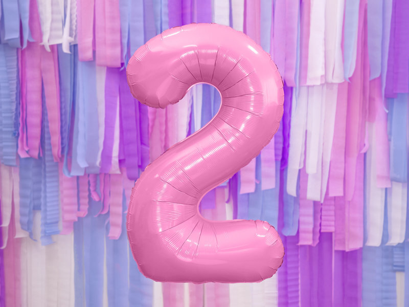 Fooliumist õhupall Number "2", 86 cm, roosa hind ja info | Õhupallid | kaup24.ee