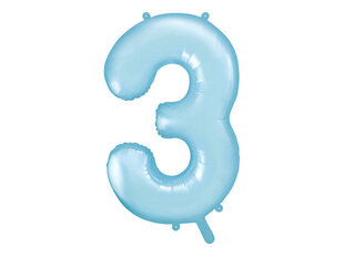 Воздушный шарик фольгированный номер «3», 86 см, светло-голубой. цена и информация | Шары | kaup24.ee