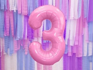 Воздушный шарик из фольги Номер "3", 86 см, розовый цена и информация | Шары | kaup24.ee