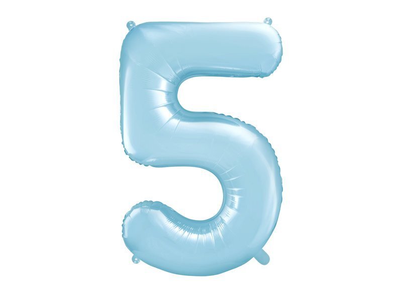 Fooliumist õhupall Number "5", 86 cm, sinine, 50 tk. hind ja info | Õhupallid | kaup24.ee