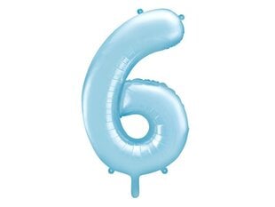 Fooliumist õhupall Number "6", 86 cm, helesinine hind ja info | Õhupallid | kaup24.ee